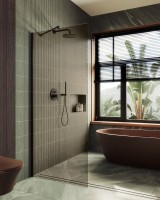 Душевая перегородка Maybahglass MGD-678-6ш 109 см, профиль черный, стекло бронза
