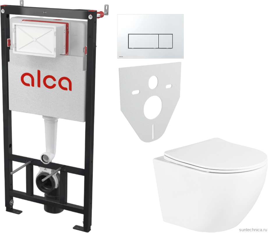 Комплект Унитаз подвесной BelBagno Uno + Инсталляция AlcaPlast AM101/1120-4:1 RU M571-0001 кнопка смыва хром