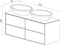 Тумба с раковиной Belux Джаз 130 подвесная, белая глянцевая, раковина Дубай 56