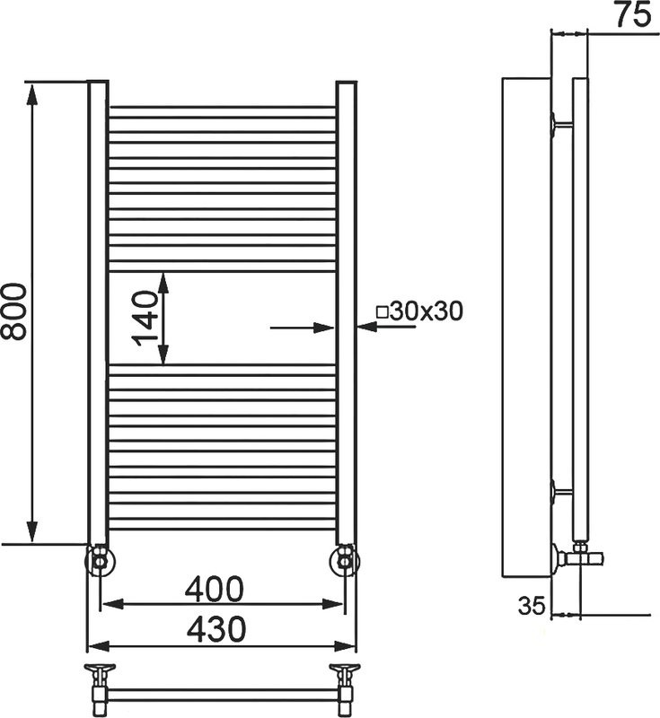 Полотенцесушитель водяной Ника Modern ЛМ 2 80/40 хром