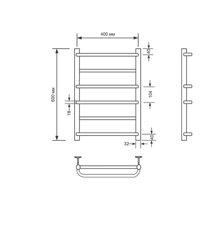 Полотенцесушитель электрический Comfysan Puro-K EC-6 60x45 см, скрытое подключение справа, слева, матовый белый, лесенка, из стали, с полкой