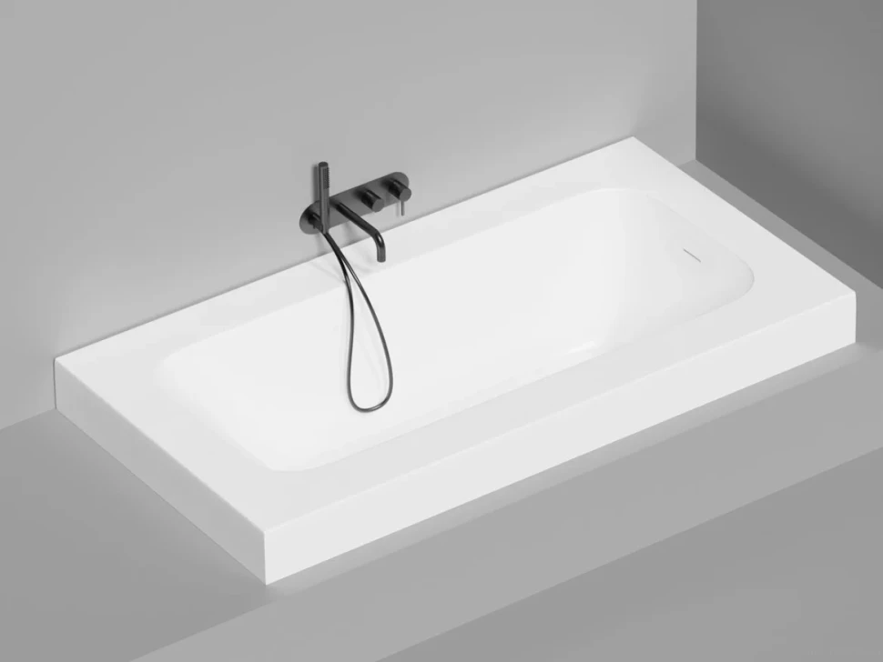Ванна из искусственного камня Salini Orlanda Plus S-Sense 190x100 см, встраиваемая, матовая белая, на ножках
