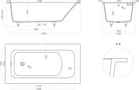 Ванна из искусственного камня Salini Orlanda Plus S-Sense 190x100 см, встраиваемая, матовая белая, на ножках