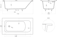 Ванна из искусственного камня Salini Orlanda Plus S-Sense 190x100 см, встраиваемая, матовая белая, на ножках