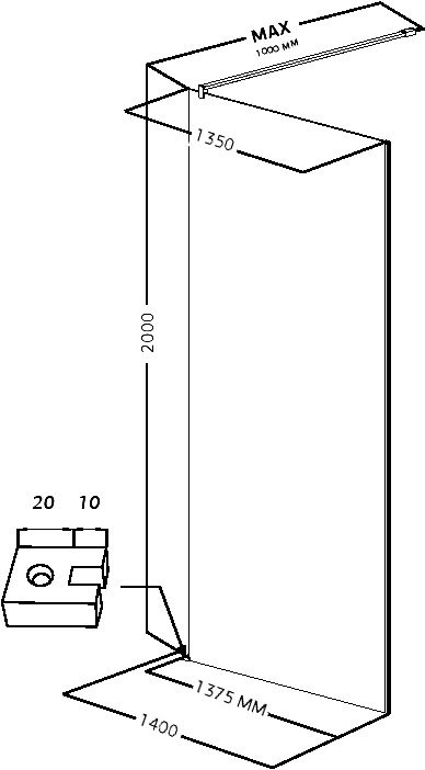 Душевая перегородка Allen Brau Infinity 1 3.21026.BA.T 140 см, профиль серебро браш, стекло тонированное