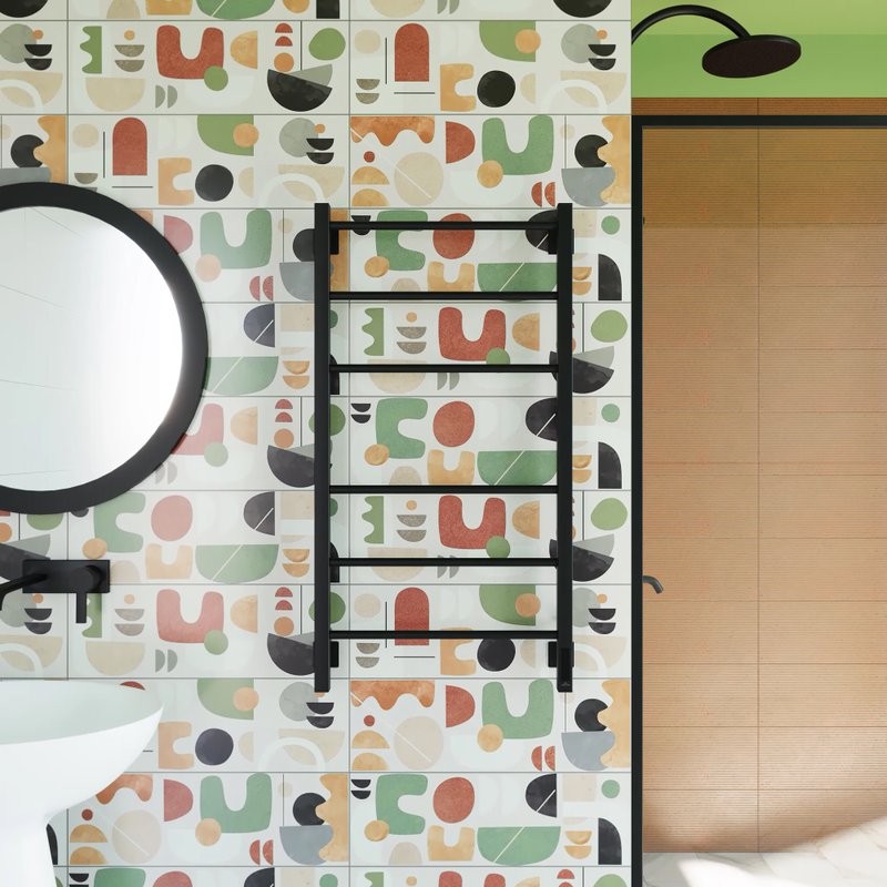 Полотенцесушитель электрический Grota Costa 530х1000 RAL9005 EL 100x55 см, подключение справа, слева, скрытое подключение справа, матовый черный, лесенка, из стали