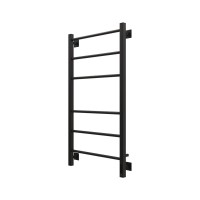 Полотенцесушитель электрический Grota Costa 530х1000 RAL9005 EL 100x55 см, подключение справа, слева, скрытое подключение справа, матовый черный, лесенка, из стали