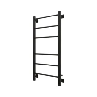 Полотенцесушитель электрический Grota Costa 530х1000 RAL9005 EL 100x55 см, подключение справа, слева, скрытое подключение справа, матовый черный, лесенка, из стали