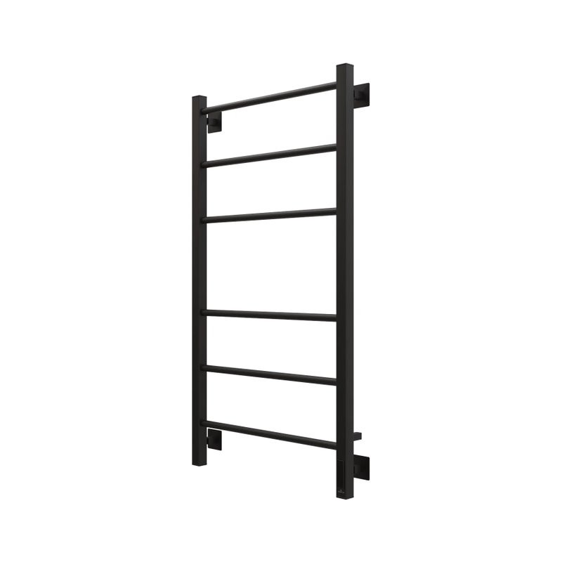 Полотенцесушитель электрический Grota Costa 530х1000 RAL9005 EL 100x55 см, подключение справа, слева, скрытое подключение справа, матовый черный, лесенка, из стали