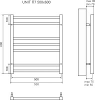 Полотенцесушитель электрический Lemark Unit П7 50x60, черный