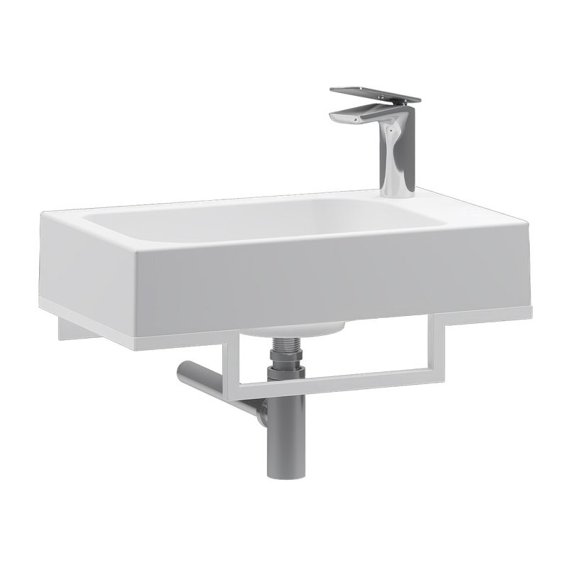 Консоль с раковиной Belux Темпо 50 L подвесная, цвет консоли белый, сифон круглый, хром