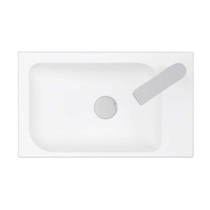 Консоль с раковиной Belux Темпо 50 L подвесная, цвет консоли белый, сифон круглый, хром