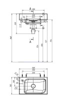 Консоль с раковиной Belux Темпо 50 L подвесная, цвет консоли белый, сифон круглый, хром