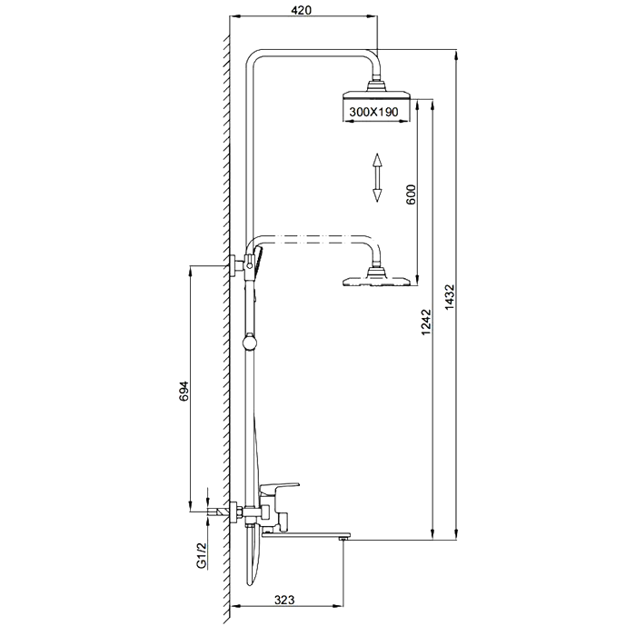 Душевая стойка Frap H71 F2471-6 черная