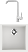 Комплект Мойка кухонная Paulmark Feste PM237850-WH белый + Смеситель Ledeme Rainbow L4898-3 белый