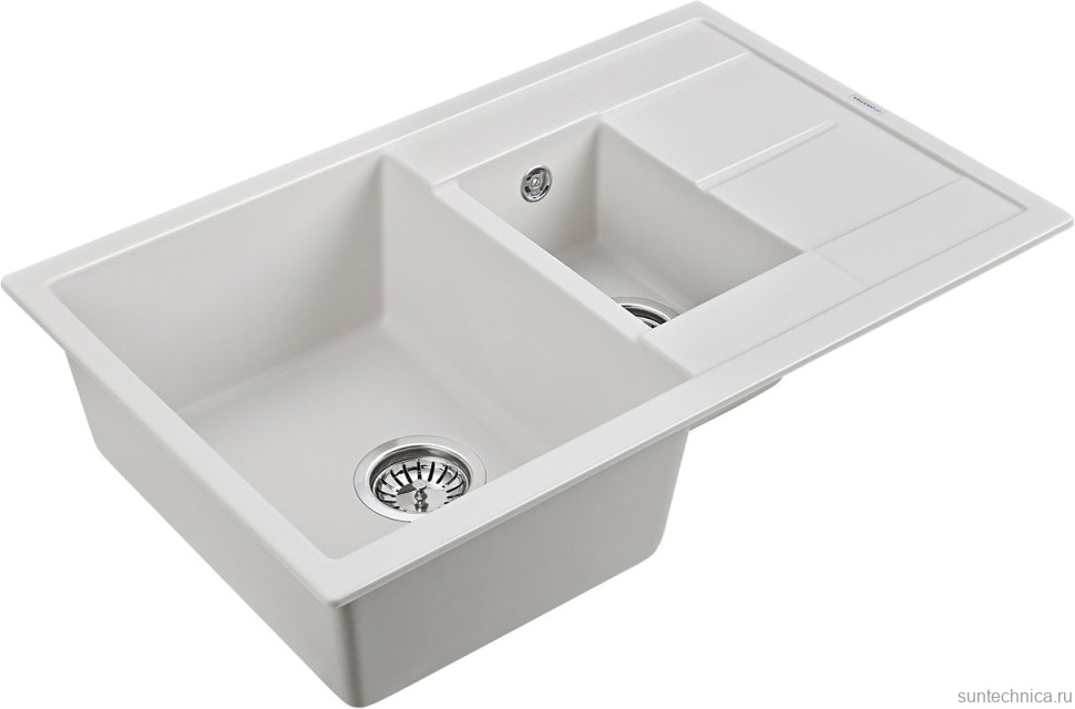 Комплект Мойка кухонная Paulmark Feste PM237850-WH белый + Смеситель Ledeme Rainbow L4898-3 белый