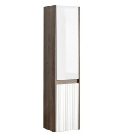 Шкаф-пенал для ванной Belux Долли ПН 30 навесной, дуб Денвер, глянцевый белый