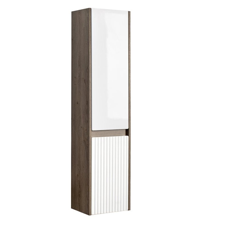 Шкаф-пенал для ванной Belux Долли ПН 30 навесной, дуб Денвер, глянцевый белый