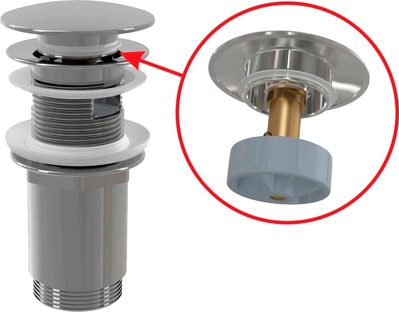 Донный клапан для раковины AlcaPlast A392C с переливом, хром