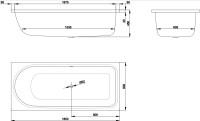Стальная ванна Bette BetteOcean AR 180x80 см, встраиваемая, на ножках, перелив сзади, с антискользящим покрытием, с шумоизоляцией