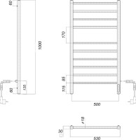 Полотенцесушитель электрический Domoterm Куба П10 50x100 EK R
