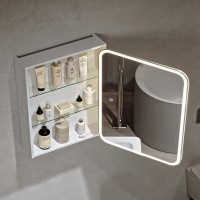 Зеркало-шкаф Alavann Cosmetic Light 70x80, с приближением, с подсветкой, глянцевый белый