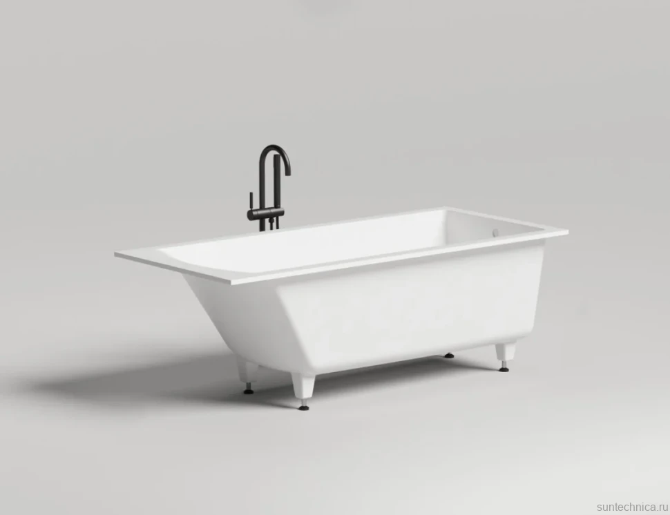 Ванна из искусственного камня Salini Cascata S-Sense 170x75 см, встраиваемая, матовая белая, на ножках