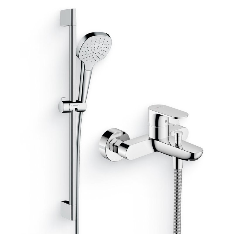 Душевой комплект Смеситель Hansgrohe Rebris S 72440000 хром + Гарнитур Croma Select E 26584400 белый, хром
