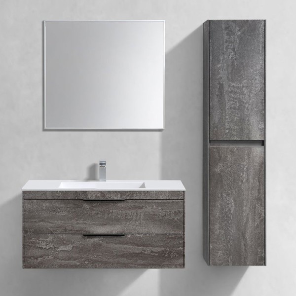 Мебель для ванной комнаты Vincea Chiara 2D 100, 2 ящика, камень, с белой раковиной