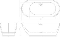 Акриловая ванна Ceruttispa Como 150x75 см, отдельностоящая, белая, овальная, с каркасом, со сливом-переливом