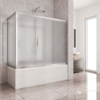 Шторка на ванну Kubele DE019 PR3-MAT-CH, 170х80 см, профиль хром