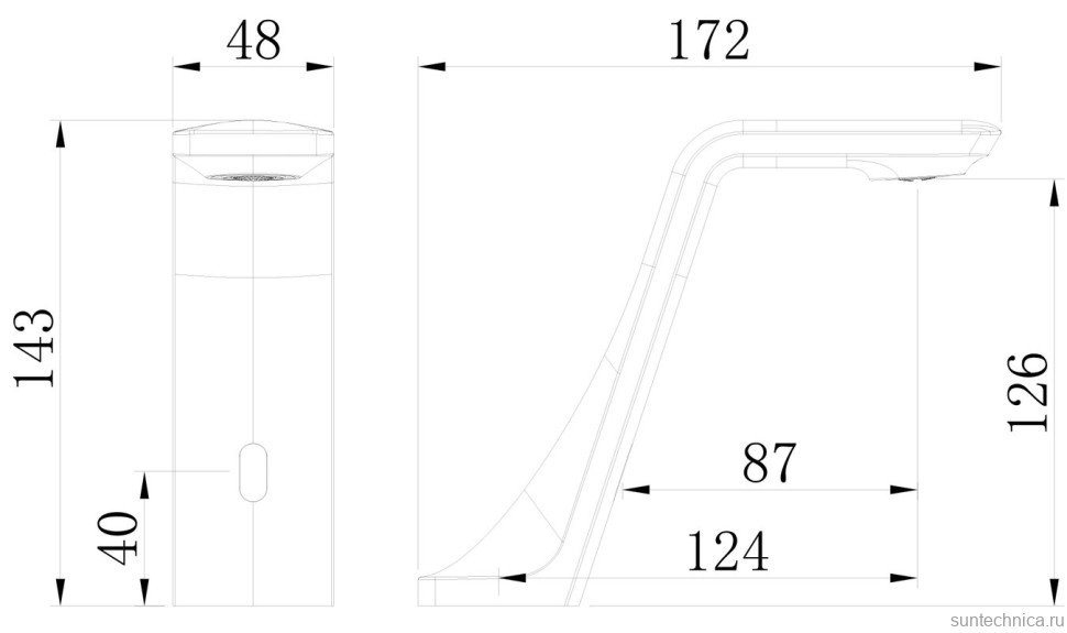 Смеситель для раковины Black&White Gravity 7102GM сенсорный, gun metal