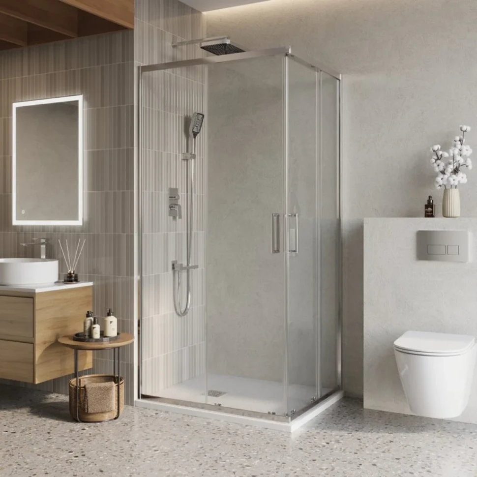 Душевой уголок BelBagno Luce AH-2-120/90-C-Cr 120x90, профиль хром, стекло прозрачное