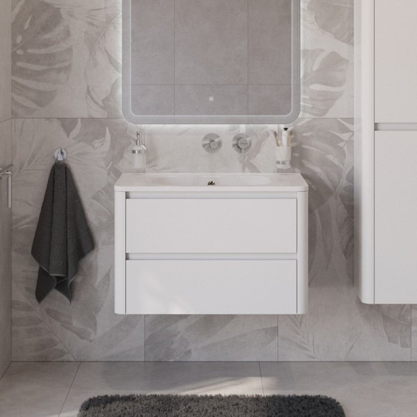 Тумба с раковиной Cezares Relax 80 подвесная, 2 ящика, bianco lucido