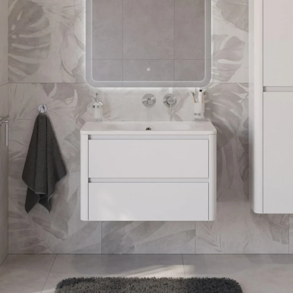 Тумба с раковиной Cezares Relax 80 подвесная, 2 ящика, bianco lucido