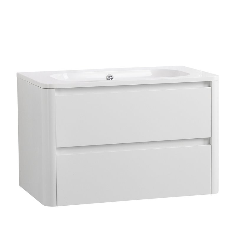 Тумба с раковиной Cezares Relax 80 подвесная, 2 ящика, bianco lucido