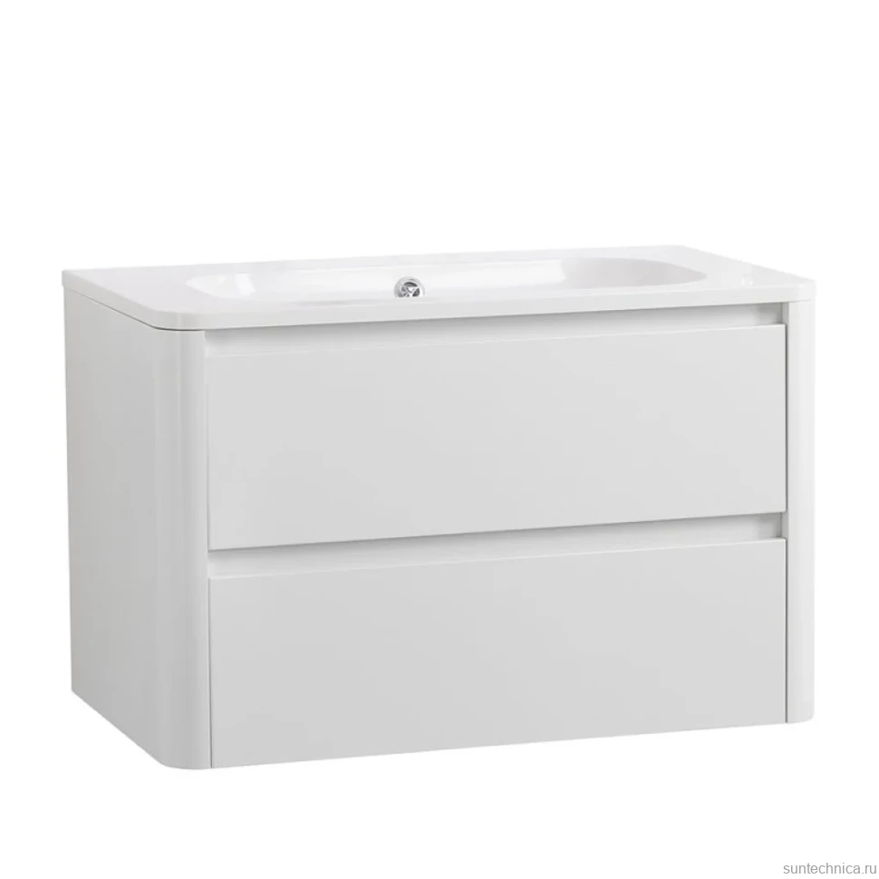 Тумба с раковиной Cezares Relax 80 подвесная, 2 ящика, bianco lucido