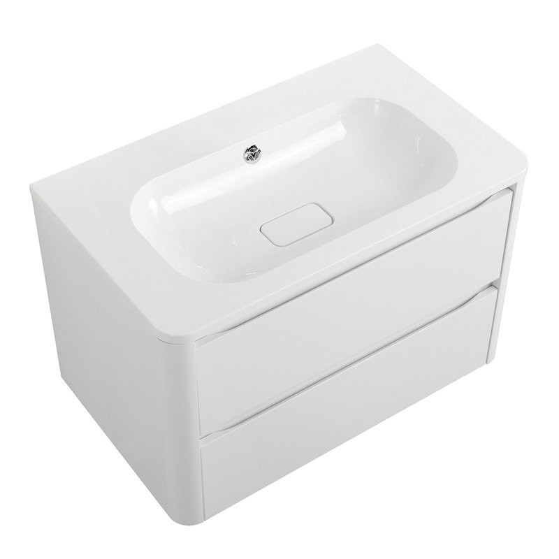 Тумба с раковиной Cezares Relax 80 подвесная, 2 ящика, bianco lucido