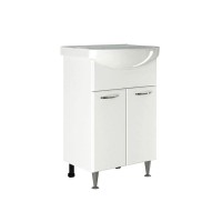 Тумба с раковиной Mixline Стандарт 55 глянцевая белая, в сборе