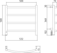 Полотенцесушитель электрический Сунержа Галант 4.0 50х50 белый, L