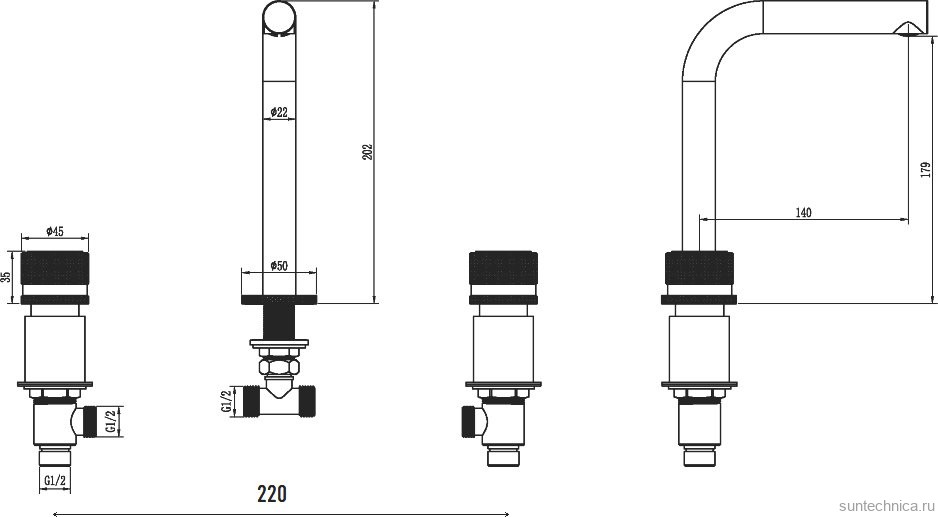 Смеситель для раковины Boheme Stick spirale 152-BRB.4 brushed bronze