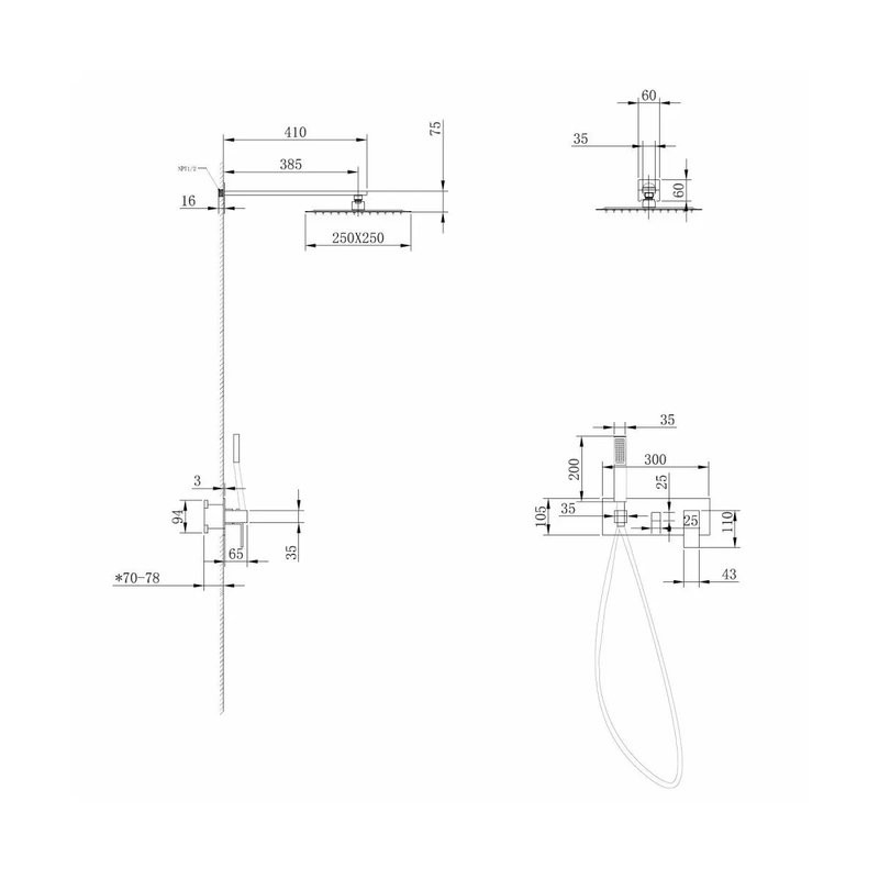 Душевой комплект Abber Daheim AF8218SP С ВНУТРЕННЕЙ ЧАСТЬЮ, сатин