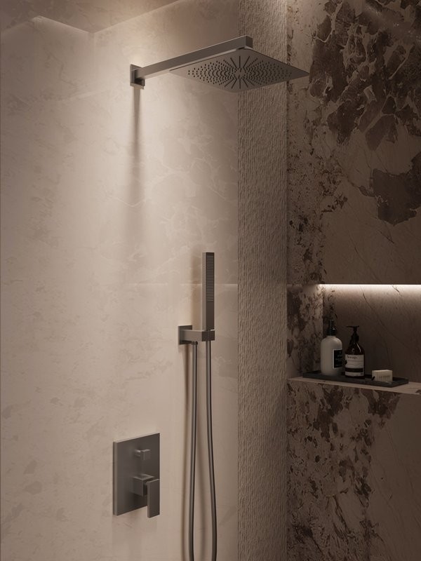 Душевой комплект Vincea Dice VSFW-2DS1GM С ВНУТРЕННЕЙ ЧАСТЬЮ, вороненая сталь