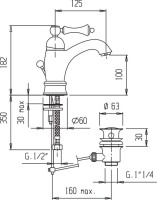 Смеситель для раковины Cezares Margot MARGOT-LSM1-A-02-Bi