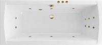 Акриловая ванна Excellent Aquaria Lux Slim Smart 180x80 см, встраиваемая, с гидромассажем, белая, с каркасом, со сливом-переливом, фурнитура бронза