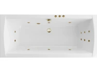 Акриловая ванна Excellent Aquaria Lux Slim Smart 180x80 см, встраиваемая, с гидромассажем, белая, с каркасом, со сливом-переливом, фурнитура бронза