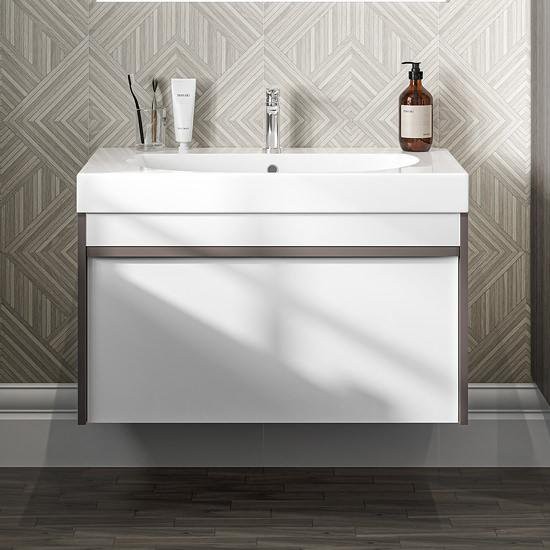 Тумба с раковиной KERAMA MARAZZI Modula 80 подвесная, арабика, с раковиной Buongiorno 80