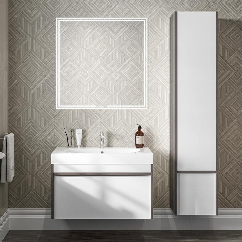 Тумба с раковиной KERAMA MARAZZI Modula 80 подвесная, арабика, с раковиной Buongiorno 80