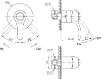 Встраиваемый смеситель для душа и ванны Cezares Lira DIM-01 С ВНУТРЕННЕЙ ЧАСТЬЮ
