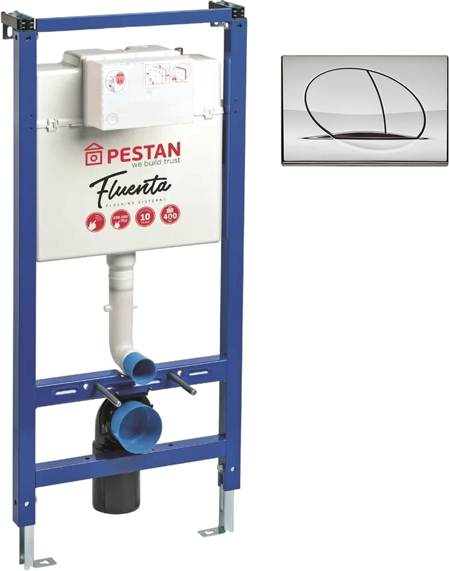 Система инсталляции для унитазов Pestan Fluenta 40006356 + Кнопка смыва Pestan Fluenta Play 40006358 хром глянец